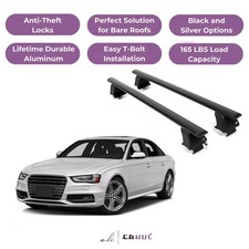 Erkul Roof Rack Crossbars For Audi S4 2010-2016 Naked Roof Aluminum Black