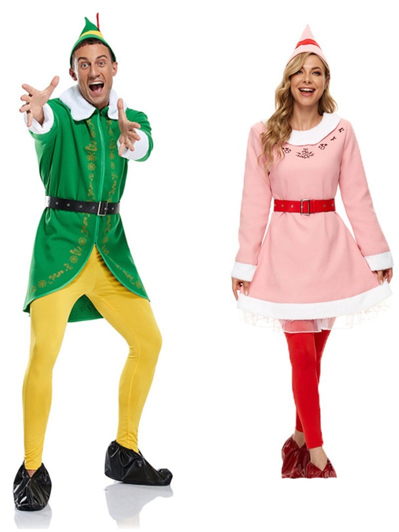 Disfraz de Elfo Cosplay Elfo Jovie Traje de Navidad Rosa Vestido Verde Traje Ropa LO ÚLTIMO