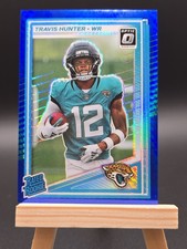 2025 Donruss Optic Travis Hunter Rated Rookie Blue Hyper Prizm #201 Jaguars