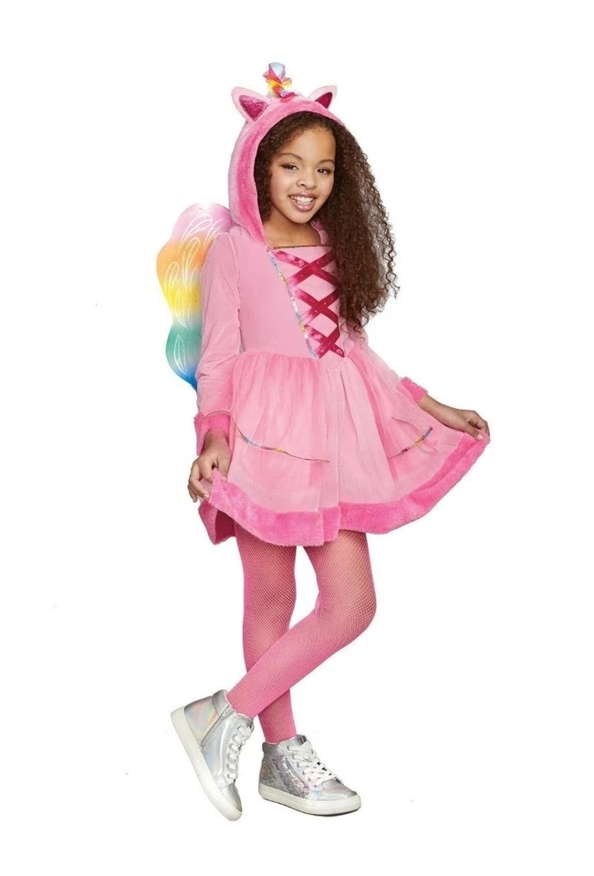 S (6/6X) Bonito Pegaso Halloween Niñas Niños Unicornio Disfraz Dreamgirl Rosa Nuevo Foto 2 de 4