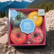 Donut Fizzy Scented Vanilla Strawberry Donut Foaming Bath Bomb Sealed New 4 Set