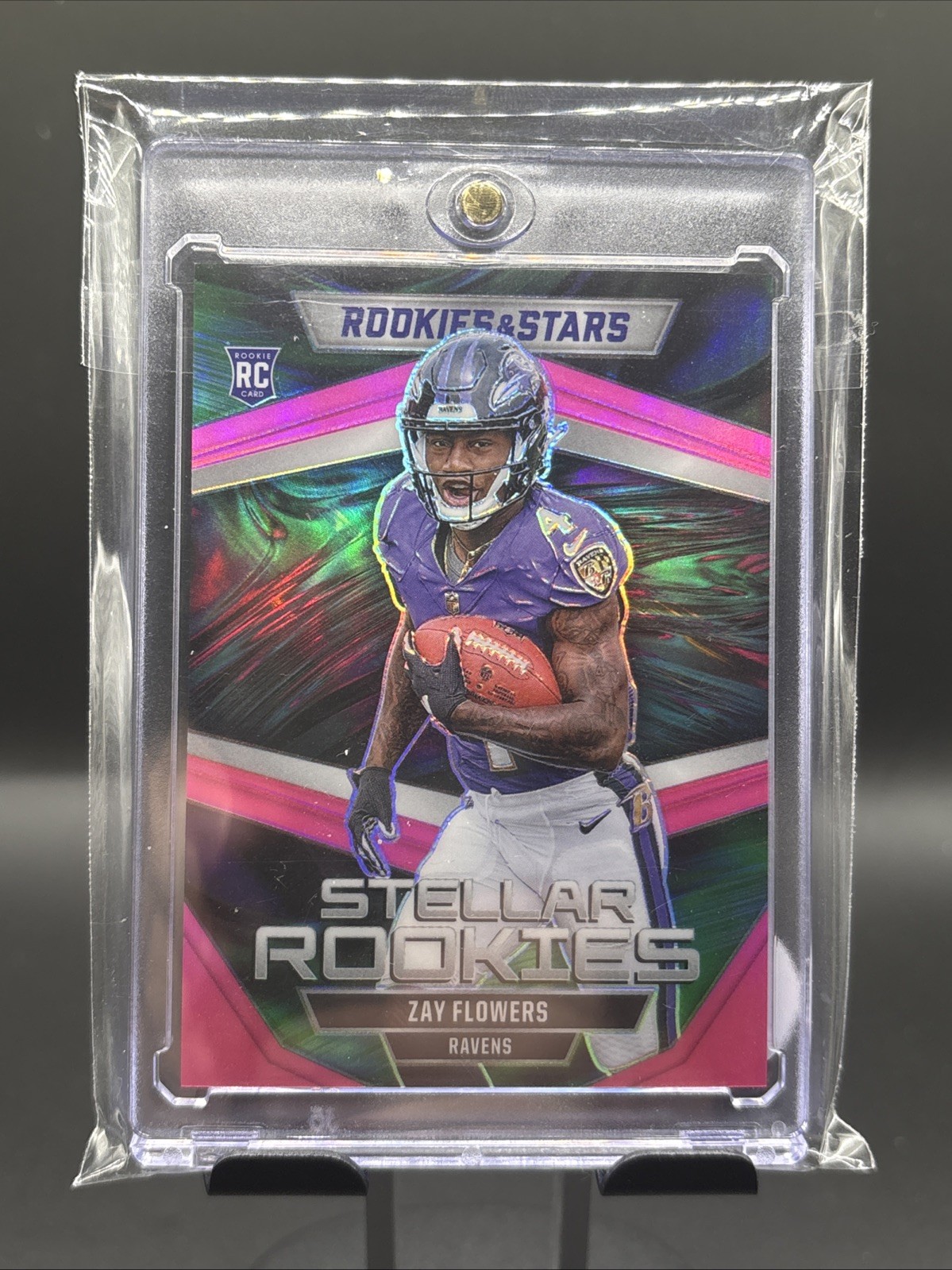 2023 Panini Rookies & Stars Zay Flowers Stellar Rookies Pink Prizm /75 Ravens RC