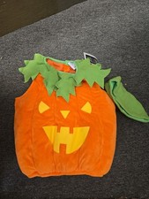 Pumpkin Costume Orange Plush  Size 12 Months Hallows Eve Halloween W/hat