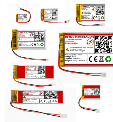 LiPo 3.7V Li Ion Lithium Akku Batterie 1S JST-PH 2.0 Stecker Tablet GPS mit BMS