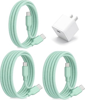 3 Pack 30W USB-C Fast Wall Charger for Smartphone, Tablet 1.2m & 0.6m Cables