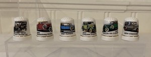 Vintage Car Thimble Set 6 Porcelain Packard Duesenberg Hudson Chrysler Lincoln