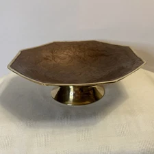 Foundry Collection Solid Brass w/ Enamel Inlay Decorative 7.75" Footed Dish