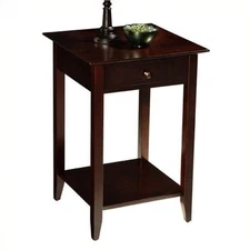 Pemberly Row 1 Drawer Transitional Wood Square End Table in Espresso