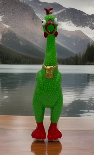 Animolds 27in Squeeze Me Chicken, Screaming Sound Lime Green Store Display Rare!