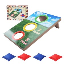 Portable Cornhole Set for Kids - 3 Holes Wooden Bean Bag Toss Game Set with 4...