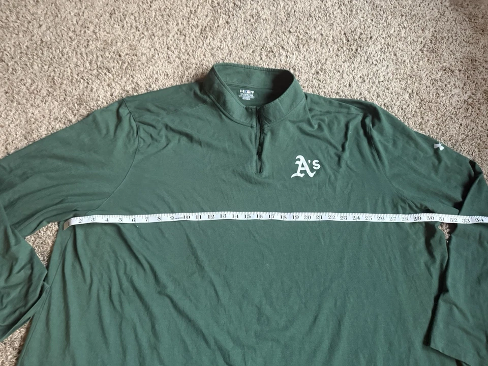 Under Armour 1/4 Zip Pullover Shirt Oakland Athletics A’s Baseball MLB 5XL Green - Image 4 of 4