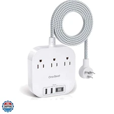 Power Strip with USB C, 3 Outlets 4 USB Ports 22.5W/4.5A Desktop Charging Sta...