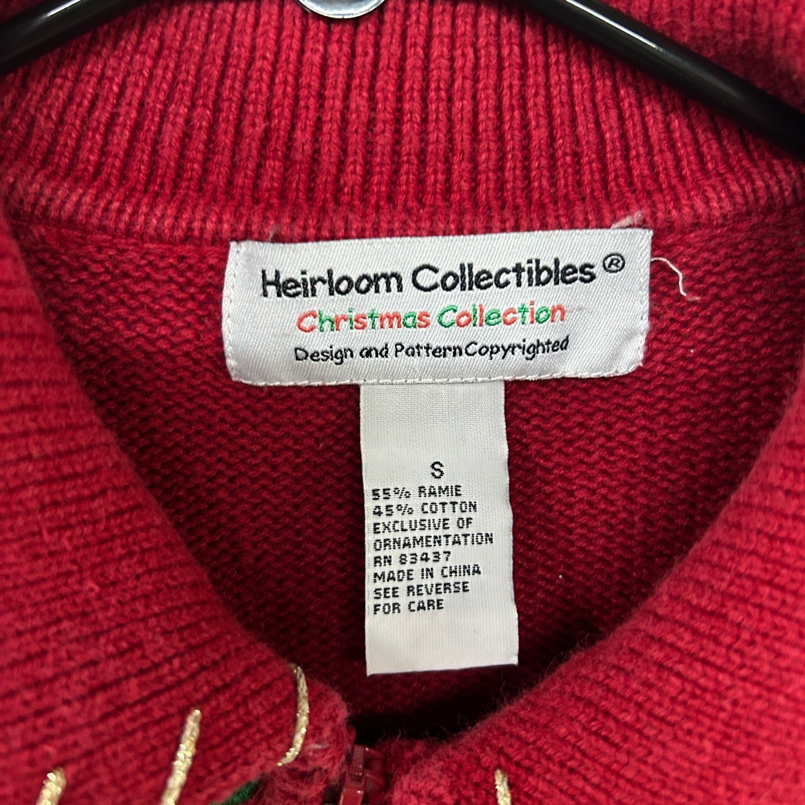 Christmas Embroidered Patchwork Zip Front Cardiga… - image 4