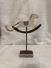 Vintage Decorative Wooden Rocking Horse On Stand. Country Granny Core
