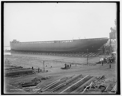 Photo:Howard L Shaw Ship on Ways Shipyard 1900s
