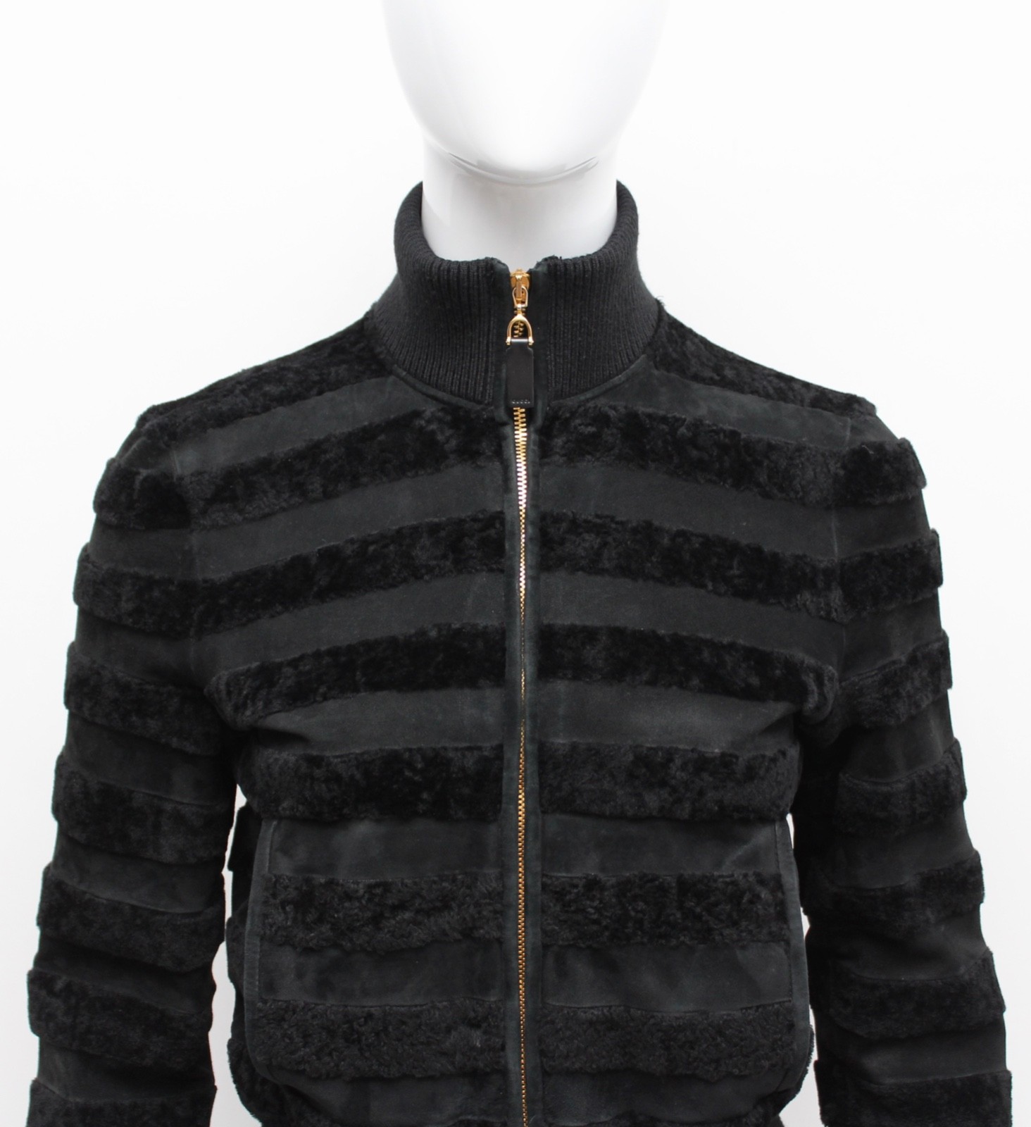 Authentic GUCCI by TOM FORD Suede Leather Biker Jacket Shearling Trim 38 ~XS/S image 3