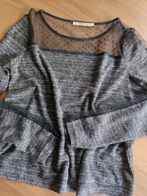 Andy & Lucy Paris Strick Shirt  Gr. L =ca. Gr. 38 Pullover Bluse mit Spitze 