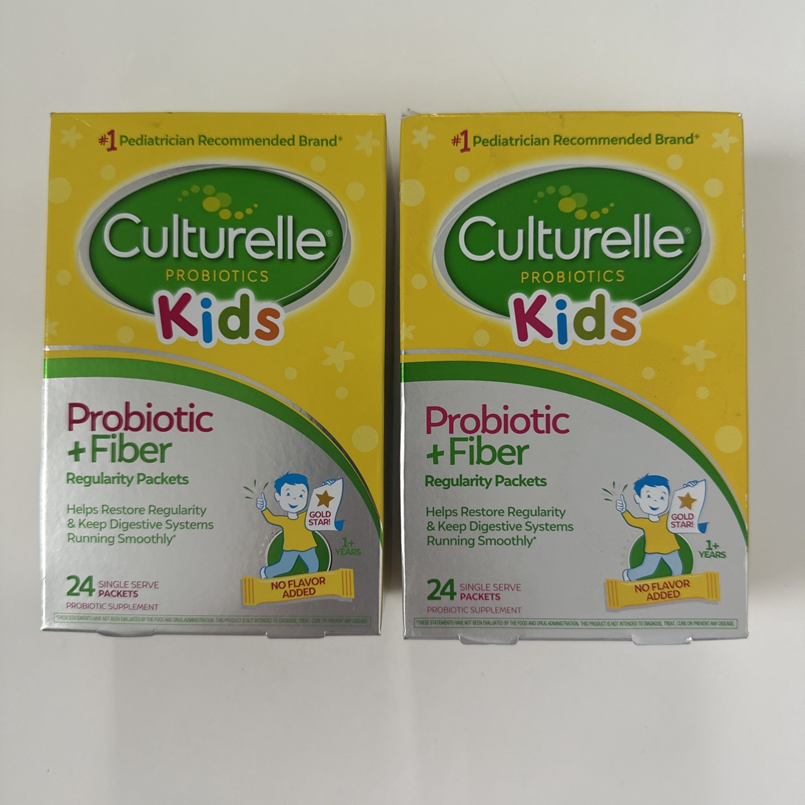 (2) Culturelle Kids Probiotic+Fiber No Flavor 24 Packets Exp 05/2026