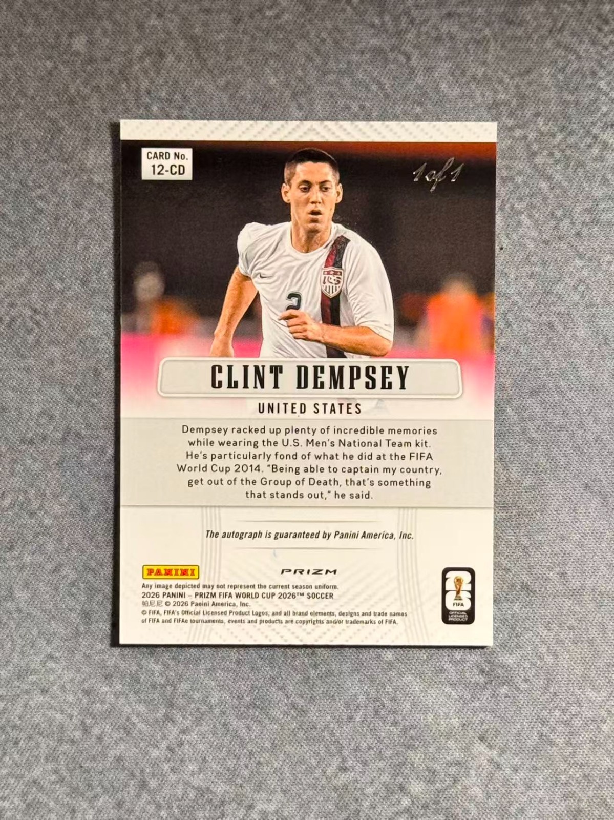 2026 Panini Prizm FIFA World Cup Clint Dempsey Black SHIMMER Auto 1/1 USA Legend view 2
