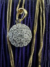 Title Vintage 10ct Yellow Gold Diamond Cluster Pendant Necklace | 0.33ct | Boxed