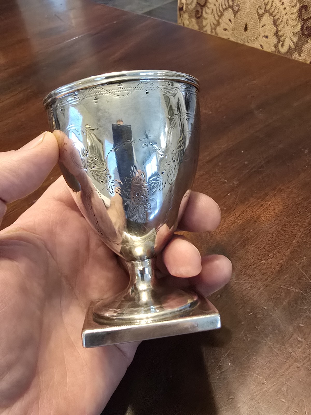 18th Century Square-base American Coin Silver Goblet
