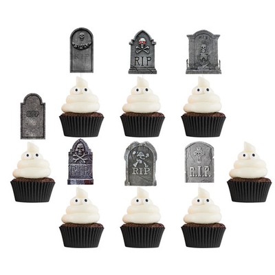 Halloween Cupcake Topper Grabstein Friedhof Dekoration 12 Stück Tisch Herzstück