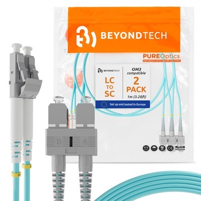 1m 3.28ft LC to SC Fiber Patch Cable   2-Pack UPC Multimode Duplex Fiber Opti...