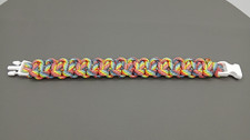 550 Paracord Bracelet 7.5in Rainbow White Buckle EDC US Made Handcrafted Utility