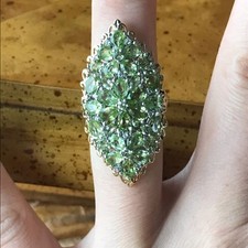 Natural Peridot Sterling Silver Cocktail Ring Size 5
