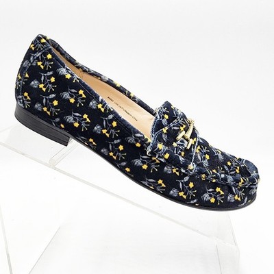 Cabi Velvet Loafer Shoe 9 Floral Turquoise Horsebit Carnaby Aqua Smoking Slipper