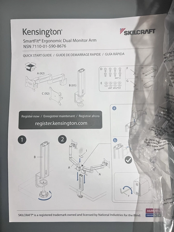 Kensington®/SKILCRAFT® Column Mount Extended Dual Monitor Arm - Image 3 of 3
