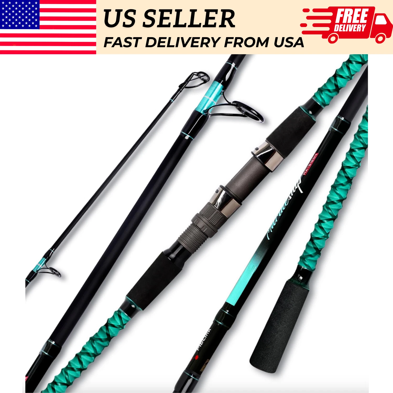 Fiblink 9FT Carbon Fiber Travel Surf Fishing Rod 4-Piece Spinning Saltwater
