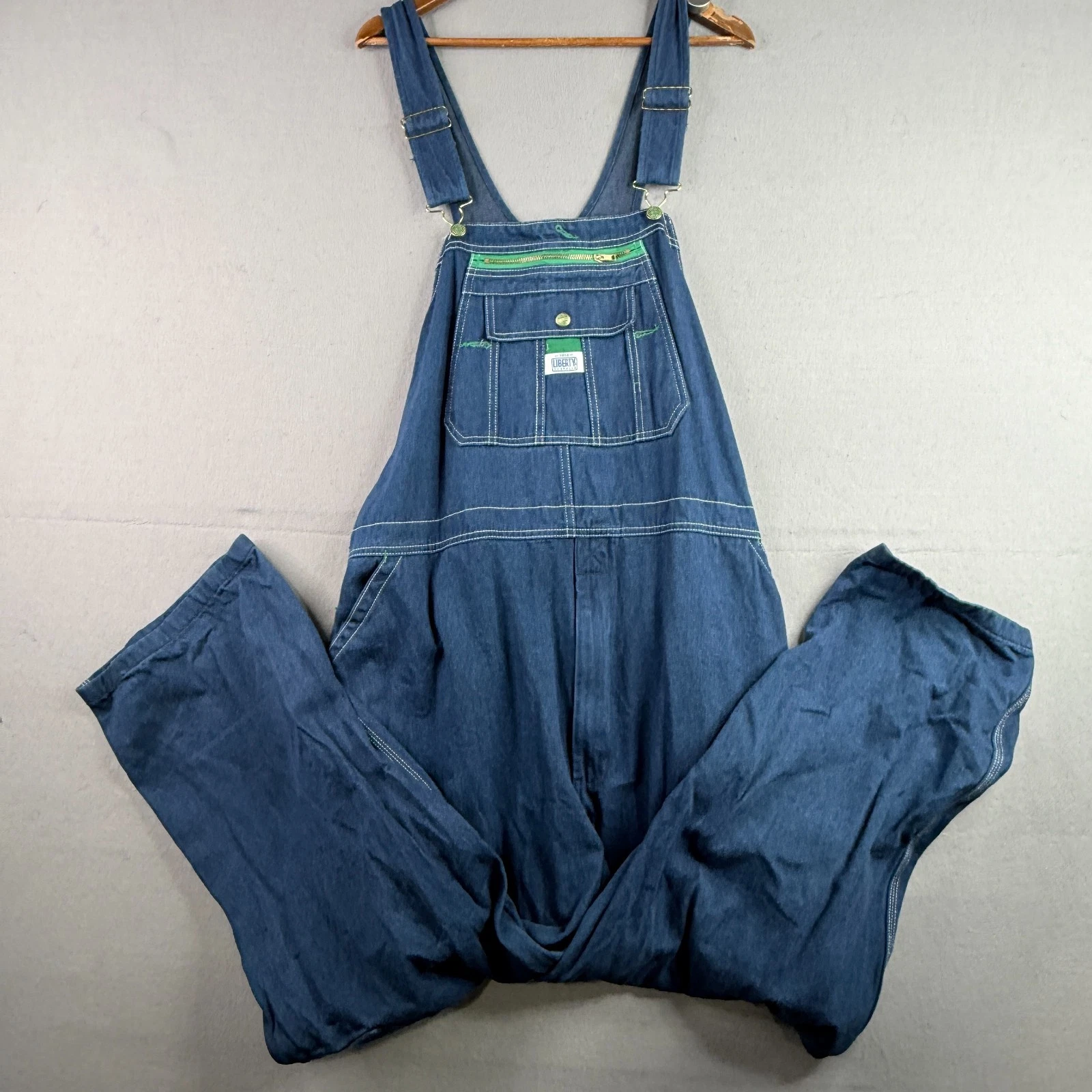 Liberty Overalls Mens Bib Overalls 46x30 Blue Denim Workwear Outdoor