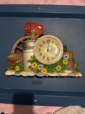 Vintage Burwood Milk Jug, Mailbox, Flowers Wall Clock 2667 from 1983 - Works