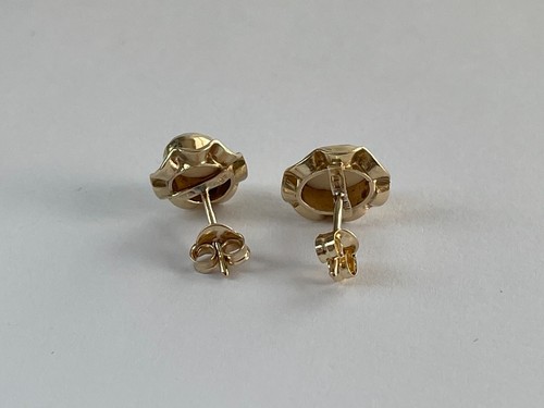 1972 Opal Earrings 9ct Gold Fire Opal Vintage Earrings Gold Stud Earrings - 第 10/21 張圖片