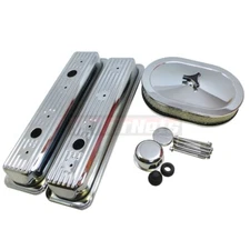 87up Chevy SBC Chrome Center Bolt Valve cover Engine Dress Up Kit 305-350 5.05.7