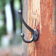 1 X Vintage Cast Iron Double Hooks Wall Mounted Sturdy Coat Hook Home Decor