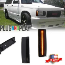 2PCS Smoked Amber LED Side Marker Lights For Chevy S10 GMC Jimmy S15 Oldsmobile