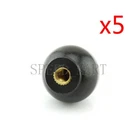 5pcs Black Plastic M6x20mm Thread Ball Type Shaped Head Clamping Nuts Knob