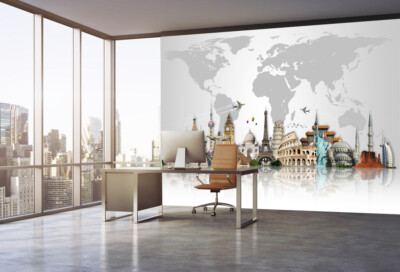 3D World Map ZHUA6100 Wallpaper Wall Murals Removable Self-adhesive Amy