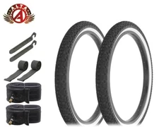ALTALINE Bicycle 20" x 1.95" Black/WHITE JUMPER BMX (2) TIRE,TUBE,STRIPS &LEVERS