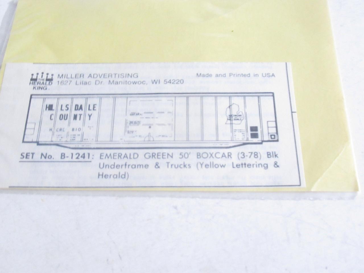 MILLER HO 1241 HILLSDALE COUNTY BOXCAR DECAL SET YELLOW LETTERING NEW ...