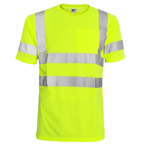 Hi Vis T Shirt ANSI Class 3 Reflective Safety Lime Short Long Sleeve Road Work image 2