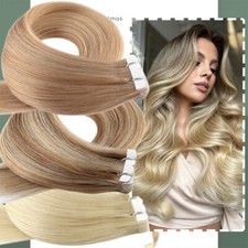 Tape In Thick-Glue Human Hair Extensions Remy Remi Skin Weft Full Head 200gr 24"
