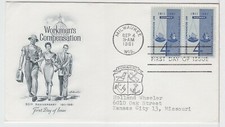 TurtlesTradingPost- Workmen's Compensation- 1961 #1186 FDC Artmaster Pair