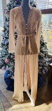 Vtg Gilead Robe Housecoat Lingerie Peach Lace Silky Medium