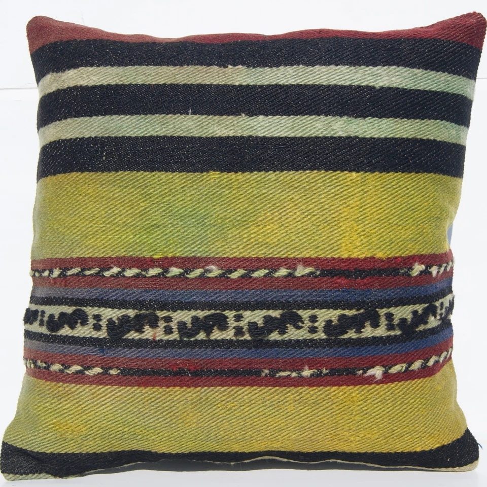 FUNDAS DE ALMOHADA TURCAS VINTAGE 16" CUADRADAS LANA TEJIDAS A MANO DISEÑO ROMA alfombras de área Foto 3 de 4