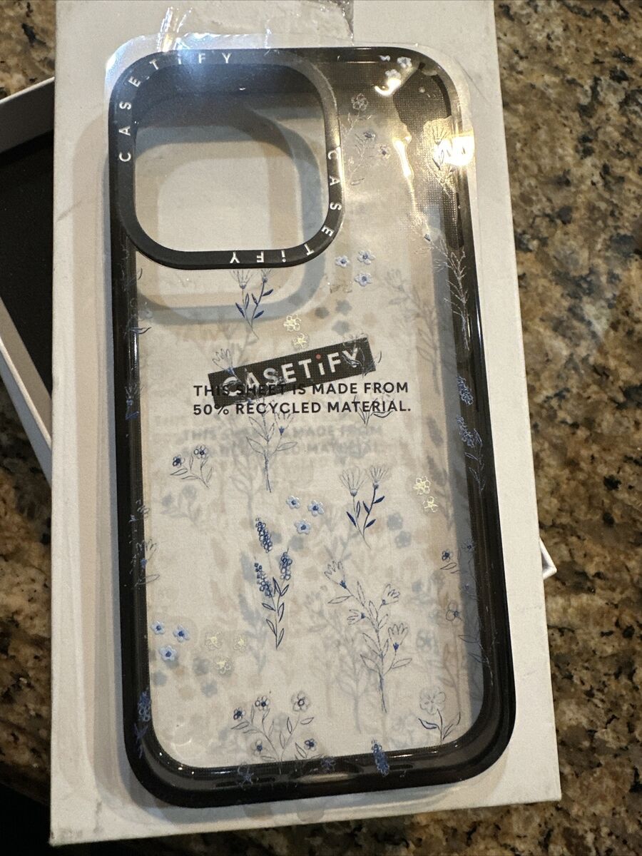 Casetify Impact Case Flower Prints Small Blue Clear Black Casetify Impact Case Flower Prints Small Blue Clear Black