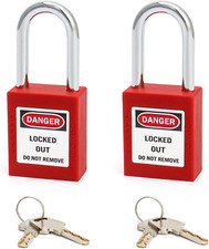 Red Lockout Tagout Safety Padlock, 2 Padlocks with 4 Keys