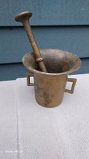 Brass mortar and pestle brass 4"  19th century #515